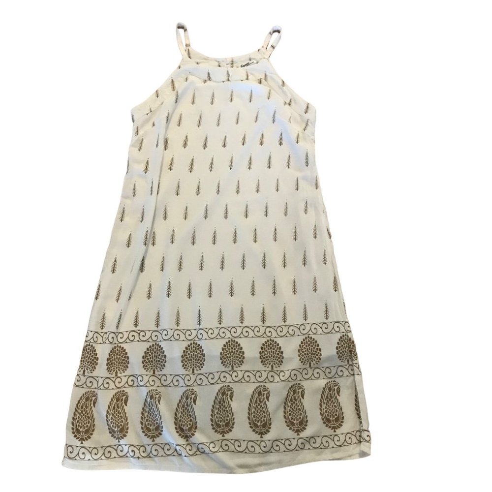 Lapogee White Sun Dress Womens Medium Rayon Bronze Design
